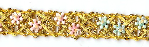 Beads/Sierband Gold with flowers 12mm Breed